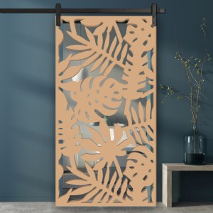 Porte Coulissante en Claustra bois motif Jungle