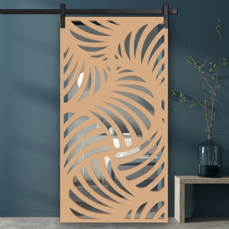 Porte Coulissante en Claustra bois motif Coquillage