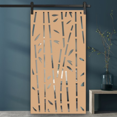 Porte Coulissante déco en Claustra motif Bambou en bois