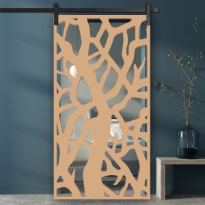 Porte Coulissante déco en Claustra motif Arbre en bois
