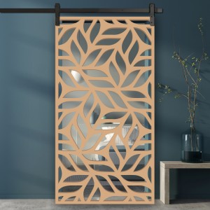 Porte Coulissante déco en Claustra motif Pétales en bois