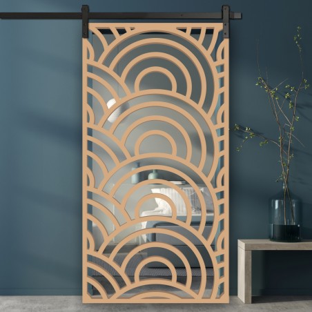 Porte Coulissante déco en Claustra motif Vinyle en bois