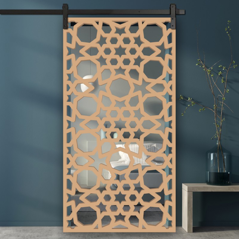 Porte Coulissante déco en Claustra motif Étoiles orientales