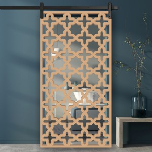 Porte Coulissante déco en Claustra motif Moucharabieh en bois