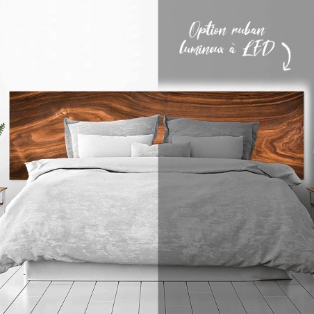 Tête de lit déco en Dibond imprimé effet bois option rétroéclairage LED