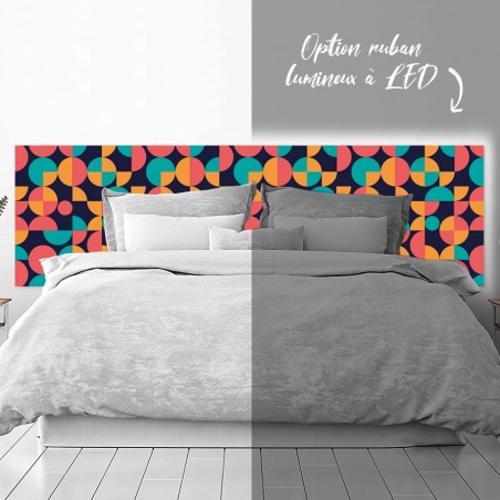 Tête de lit déco en Dibond imprimé effet Bauhaus formes géométriques coloré