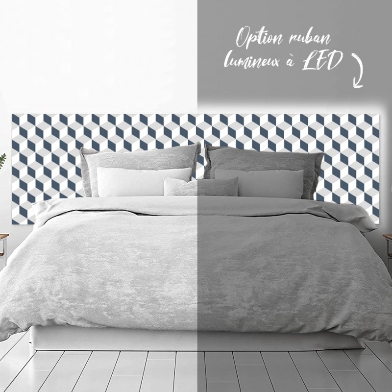 Tête de lit déco en Dibond imprimé effet Cubes