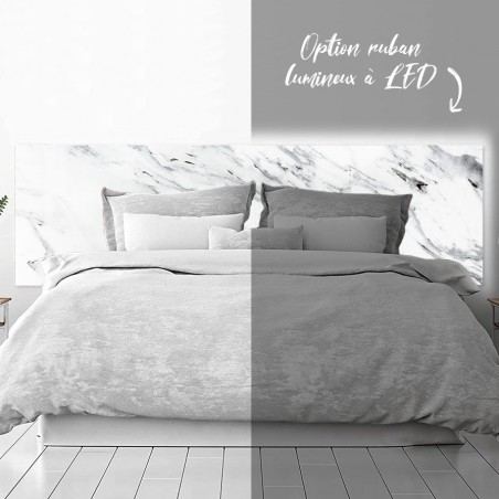 Tête de lit déco en Dibond imprimé effet  Marbre blanc