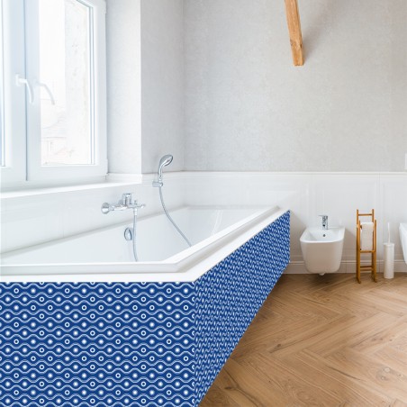 Crédence déco salle de bain vasque motif  vague bleue