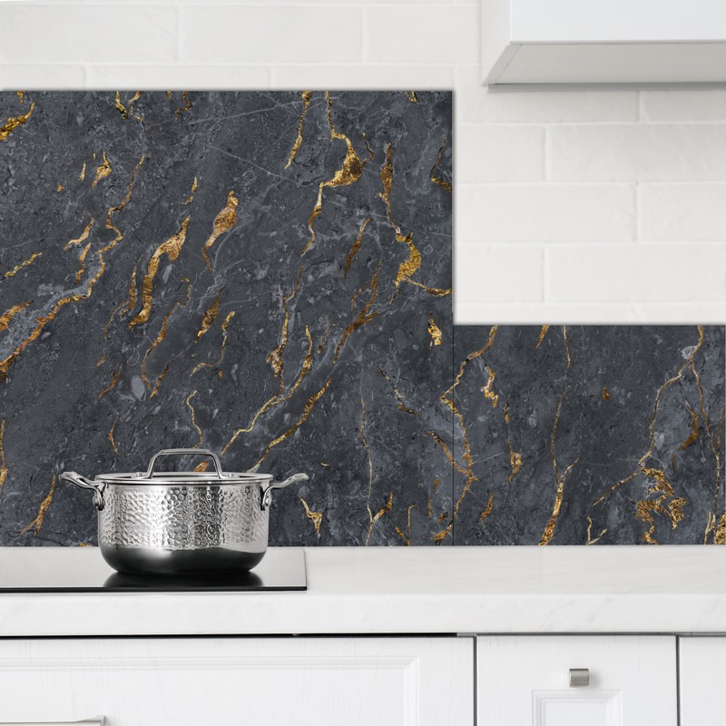 Crédence Cuisine Marbre Noir et Or