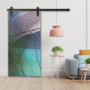 Porte Coulissante en bois recouvert d'un motifs Feuille