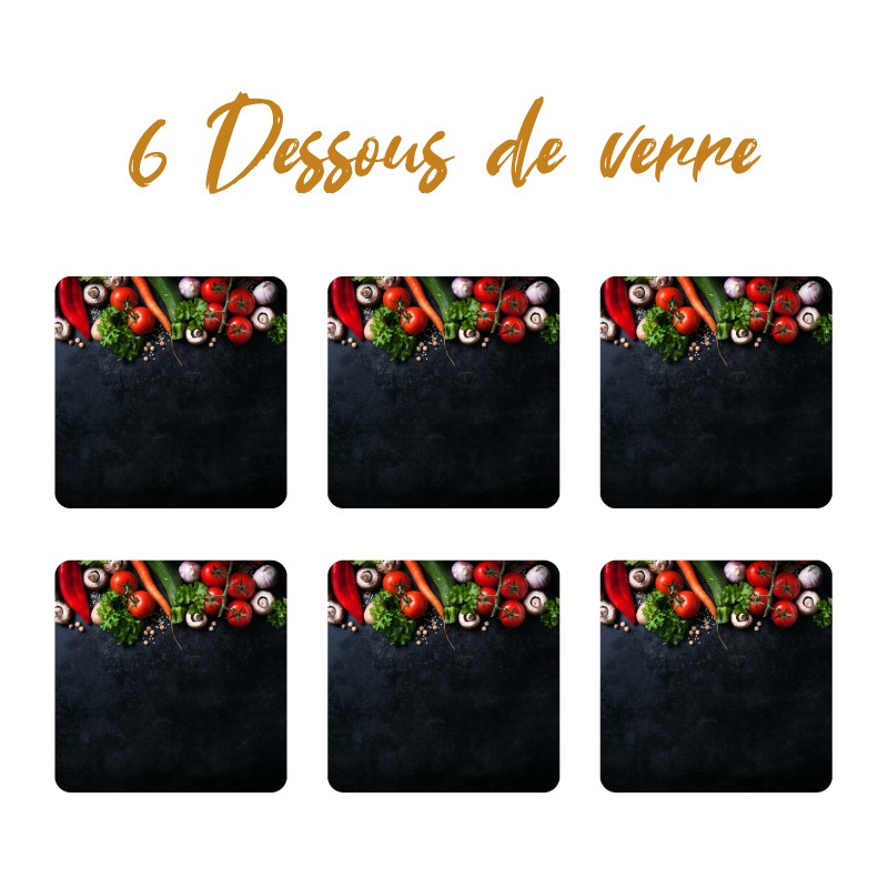 6 dessous de verre Légumes