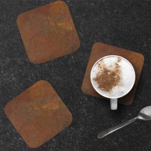 6 dessous de verre Effet Acier Rouillé