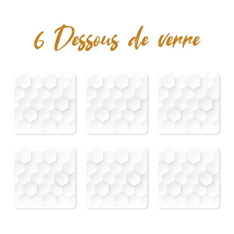 6 dessous de verre personnalisable de décoration au motif Nid d'abeille