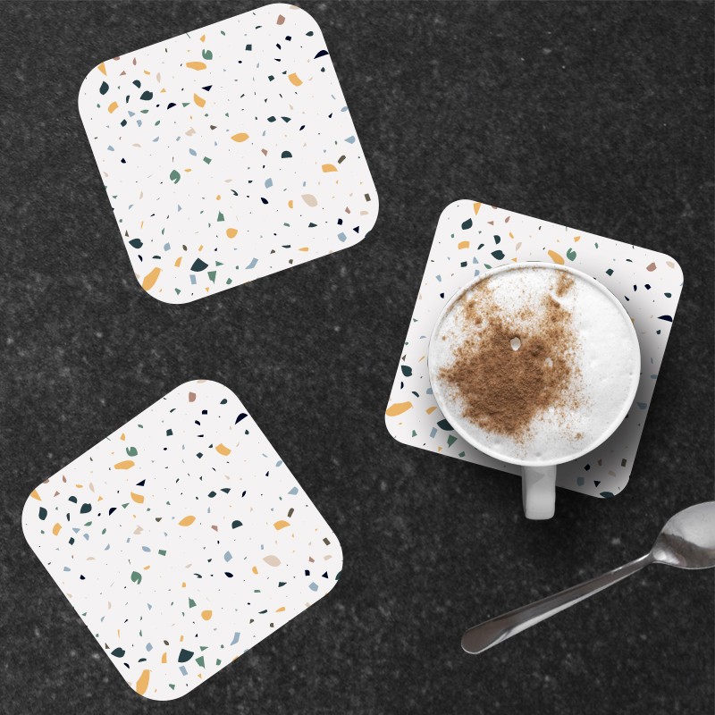 6 dessous de verre personnalisables de décoration de table motif Terrazzo
