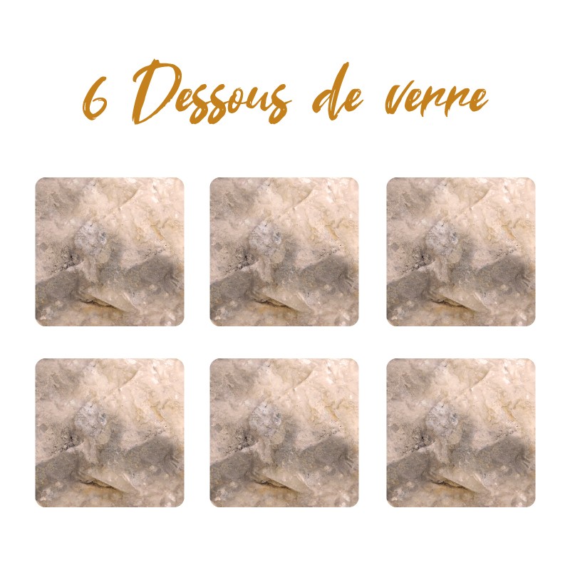 6 dessous de verre personnalisables de décoration de table motif Marbre beige