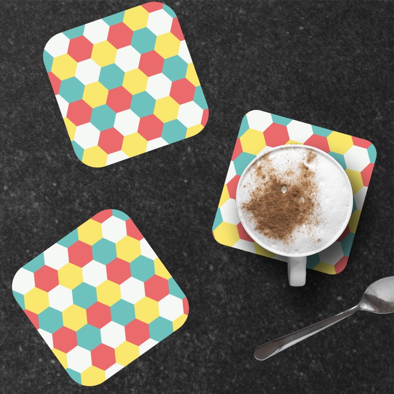 6 dessous de verre personnalisable pour la décoration de table motif Hexagones