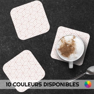 6 dessous de verre personnalisables de décoration motif Cubes Lignes