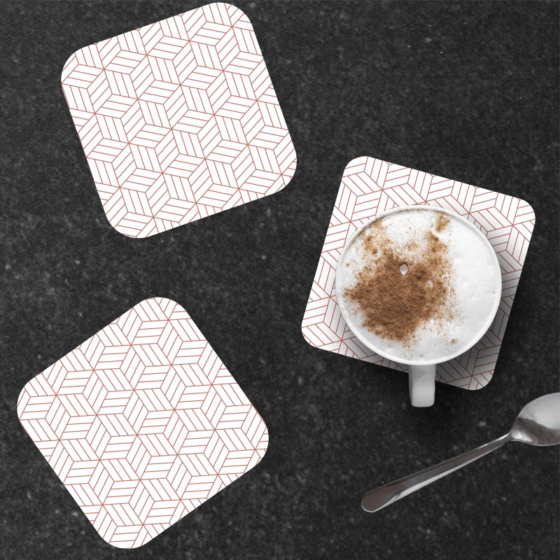 6 dessous de verre personnalisables de décoration motif Cubes Lignes