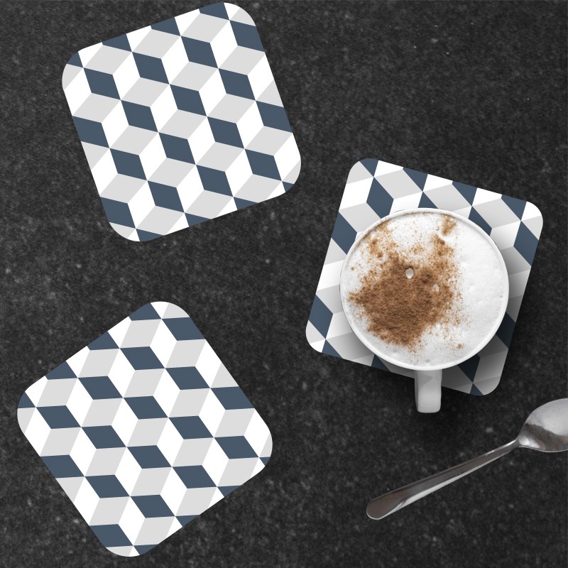 6 dessous de verre personnalisables de décoration de table motif Cubes