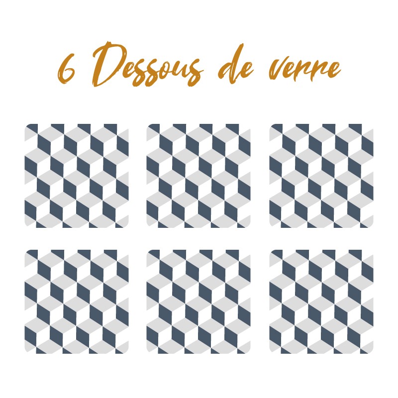 6 dessous de verre personnalisables de décoration de table motif Cubes