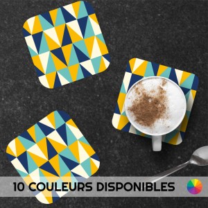 6 dessous de verre personnalisables de décoration de table motif Carreaux Géométriques