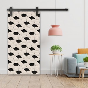 Porte Coulissante en bois recouvert d'un motifs Japon