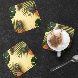 6 dessous de verre personnalisables de décoration de table motif Ananas