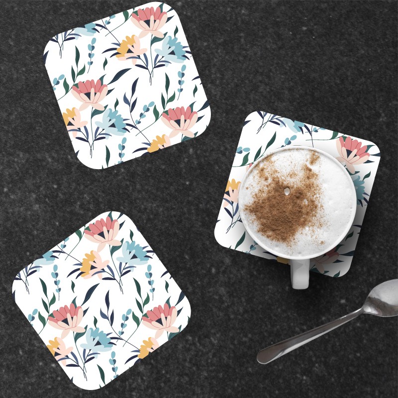 6 dessous de verre personnalisables de décoration de table motif Fleurs colorées