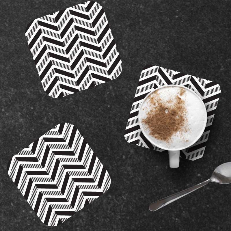 6 dessous de verre personnalisables de décoration de table motif Chevrons rayés