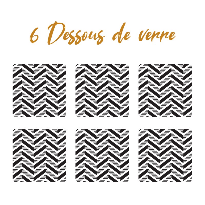 6 dessous de verre personnalisables de décoration de table motif Chevrons rayés
