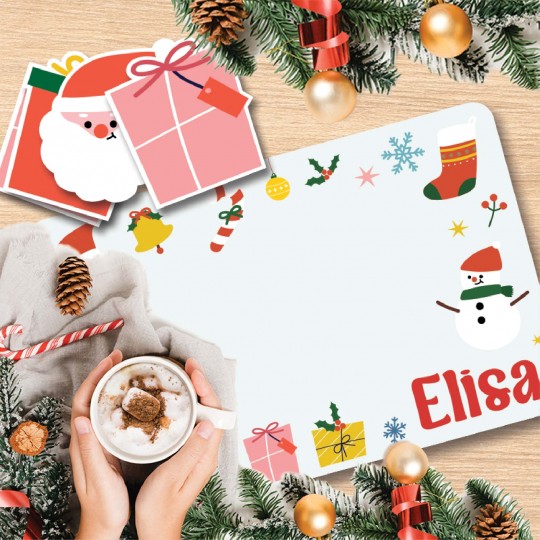 Set de table et dessous de verre "Déco de Noël" personnalisable
