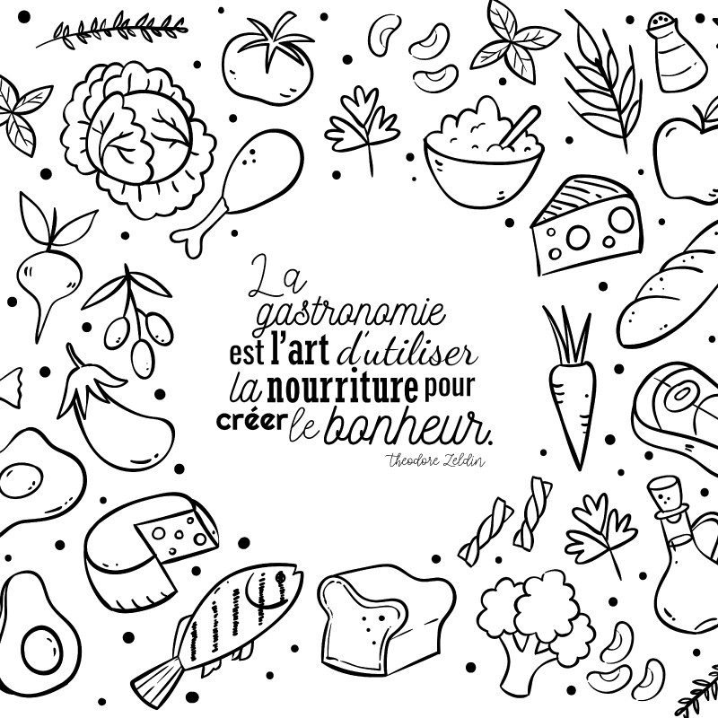 Tapis de cuisine déco motif avec Citation