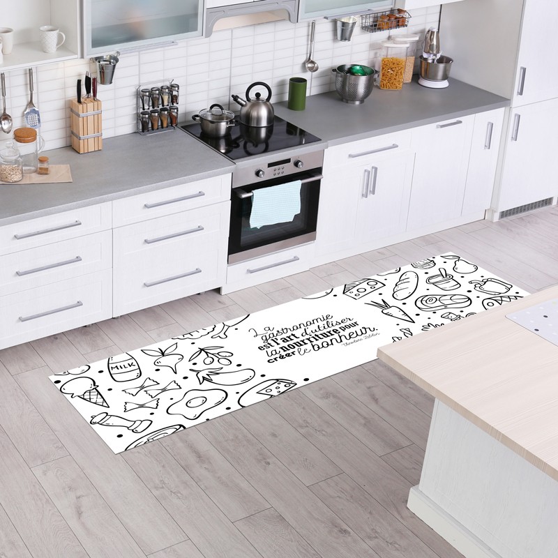 Tapis de cuisine déco motif avec Citation