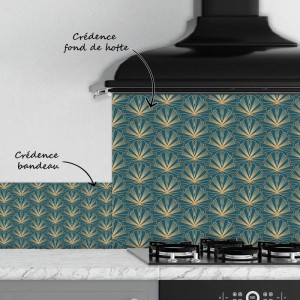 Crédence Cuisine Art déco vert et or