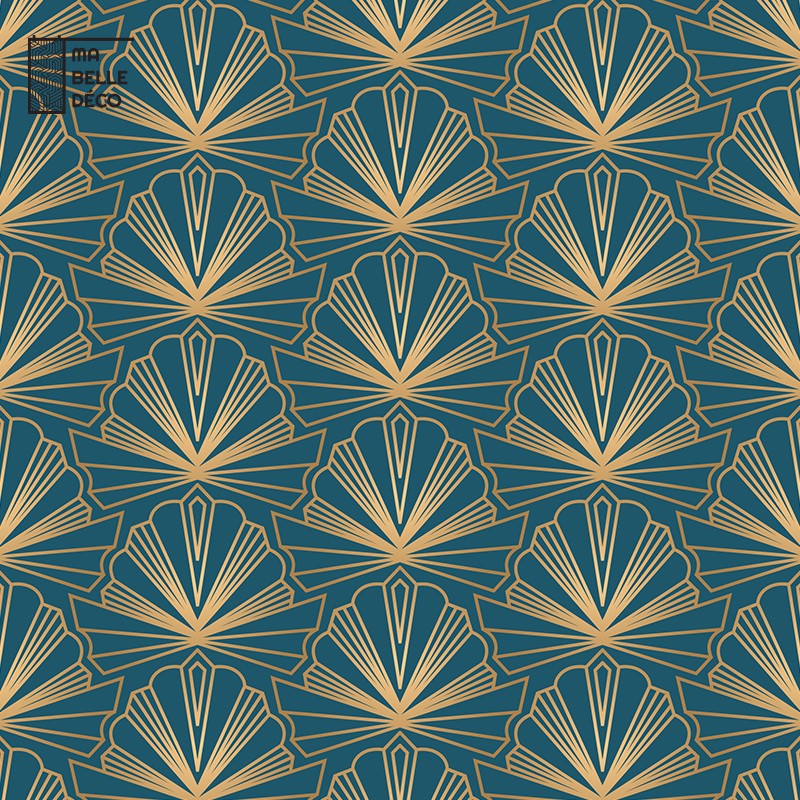 Crédence Cuisine Art déco vert et or