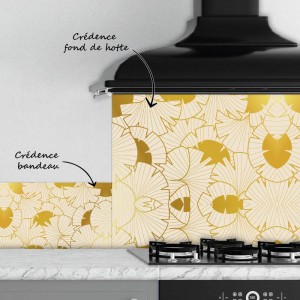 Crédence Cuisine Art déco Gingko or