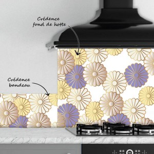 Crédence Cuisine Art déco Vintage Chrysanthèmes