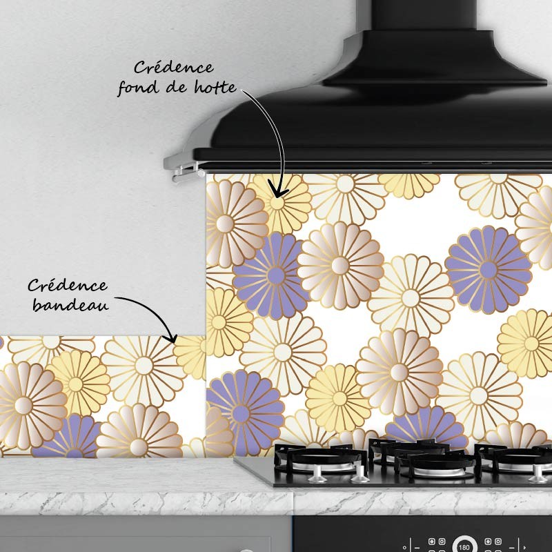 Crédence Cuisine Art déco Vintage Chrysanthèmes