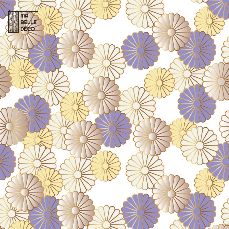 Crédence Cuisine Art déco Vintage Chrysanthèmes