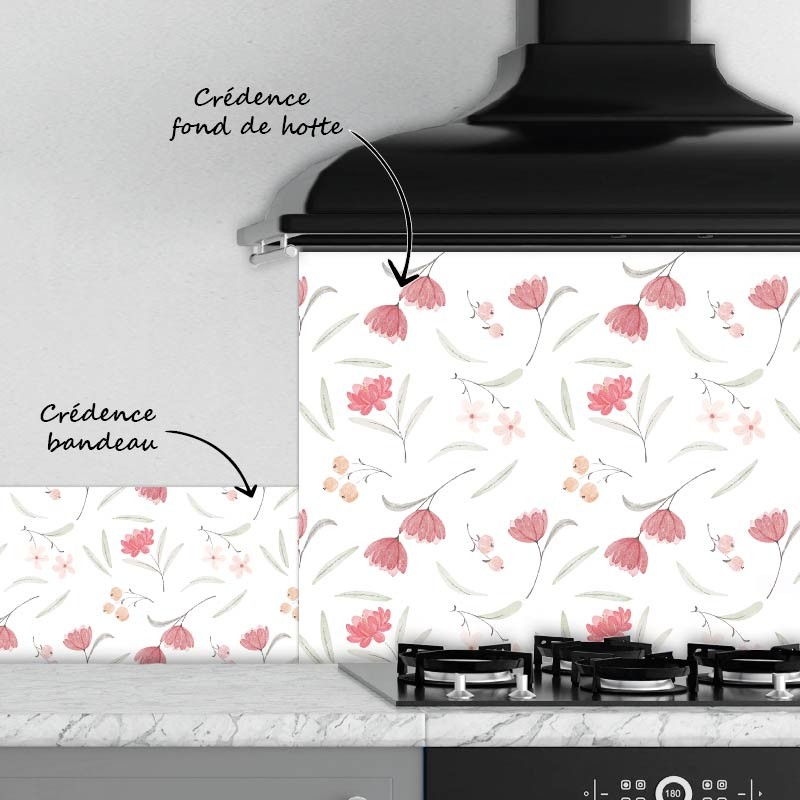 Crédence Cuisine Printemps Floral Pastel