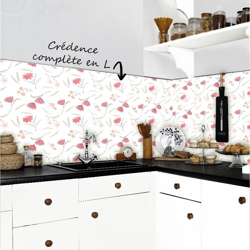 Crédence Cuisine Printemps Floral Pastel