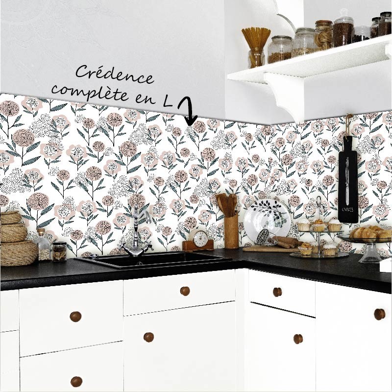 Crédence Cuisine Fleurs Abstraites