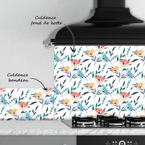 Crédence Cuisine Fleurs colorées