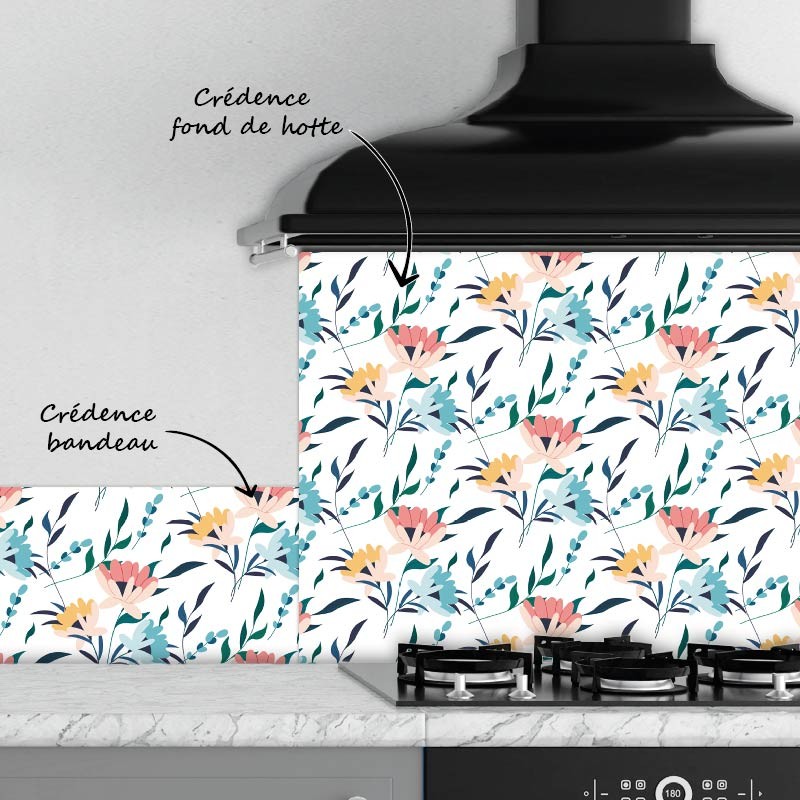 Crédence Cuisine Fleurs colorées