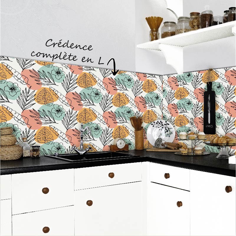 Crédence Cuisine Été Tropical Orange et Vert