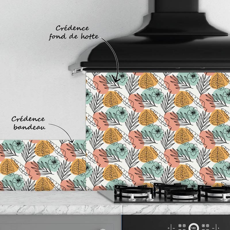 Crédence Cuisine Été Tropical Orange et Vert