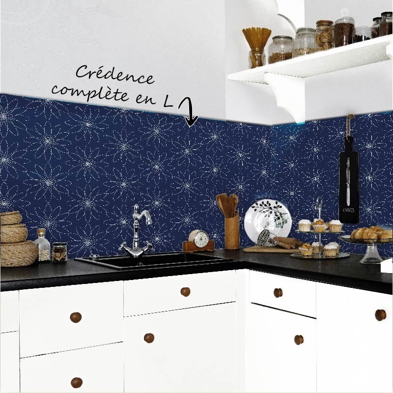 Crédence Cuisine Rosaces Japonaises style Sashiko