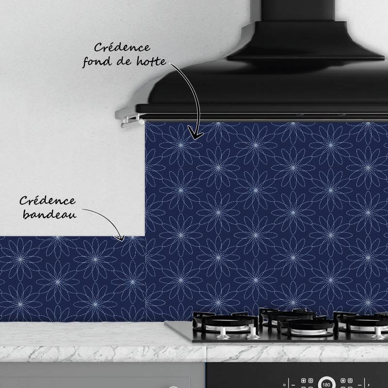 Crédence Cuisine Rosaces Japonaises style Sashiko