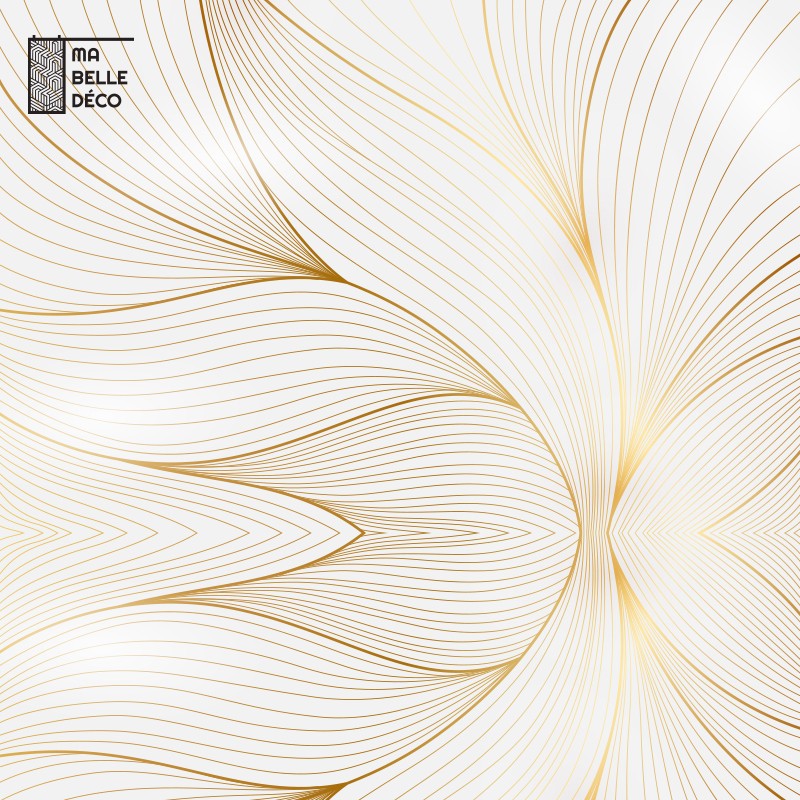 Crédence Cuisine Art Abstrait Courbes dorés